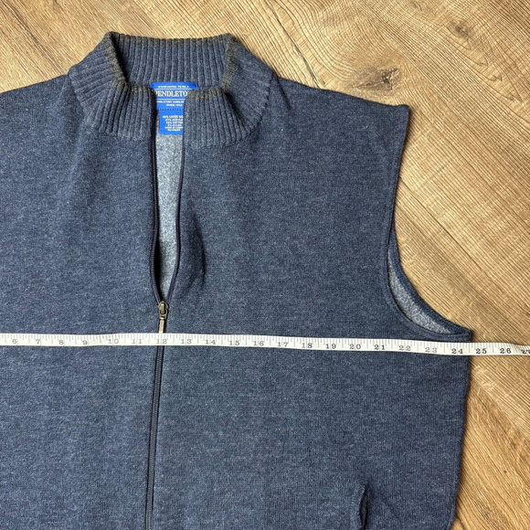 Pendleton Lambswool Men's Full Zip Sweater Vest Jacket Size XL Maroon Navy Blue - Picture 3 of 7